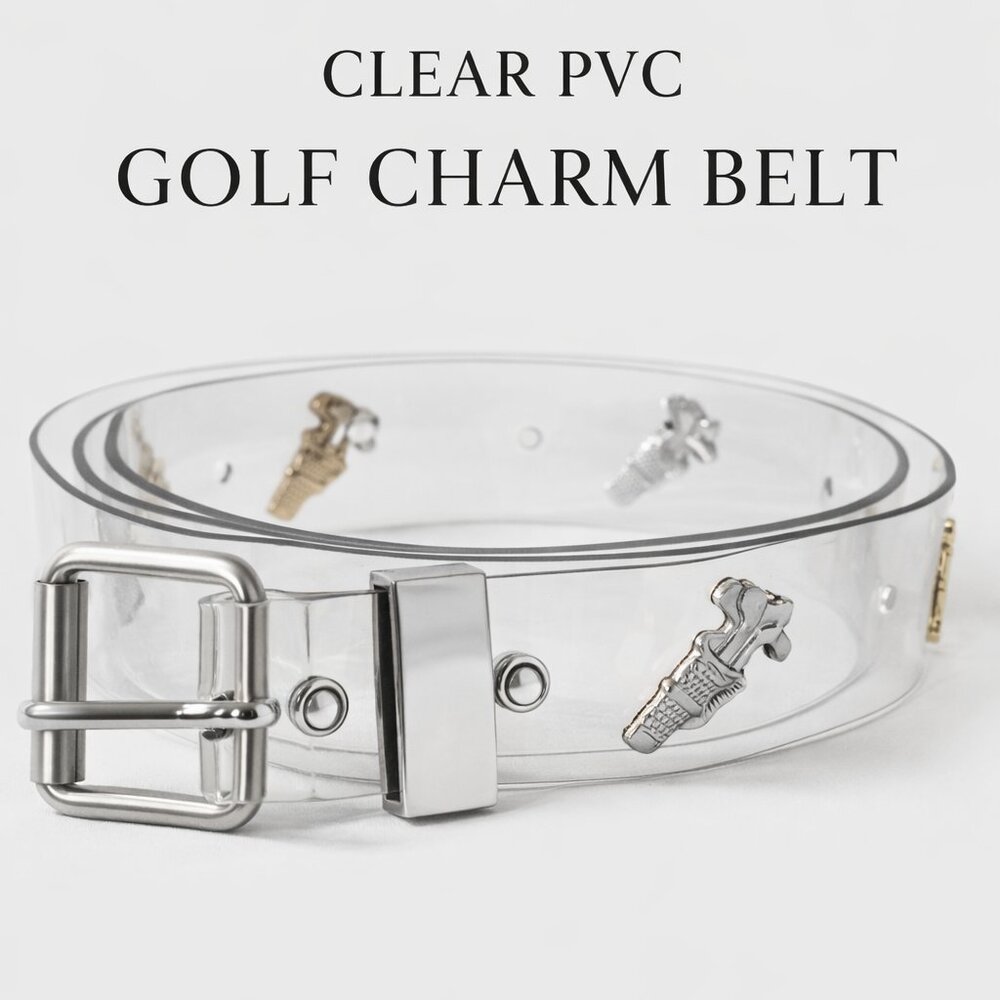 Daily Brand Clear PVC Belt Golf Bag Studs Gold Silver Transparent Y2K Style